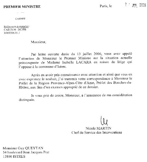La réponse du 1er Ministre !