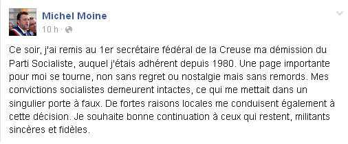 Le maire d'Aubusson Michel Moine démissionne du Parti socialiste Le maire d'Aubusson Michel Moine démissionne du Parti socialiste