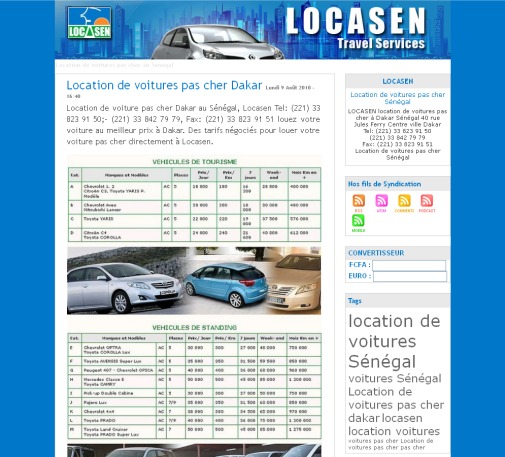 LOCASEN Location de voitures pas cher Sénégal LOCASEN Location de voitures pas cher Sénégal