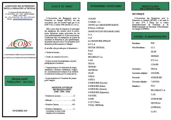 AFORS: programmes 2010 - 2011 AFORS: programmes 2010 - 2011