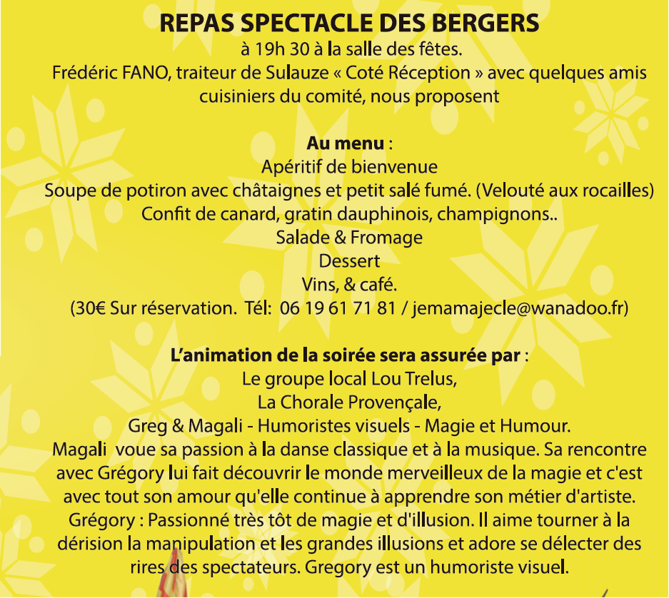 Le repas spectacle des Bergers
