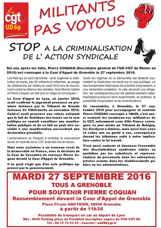 Justice de classe : Poursuivi pour avoir distribué des tracts !