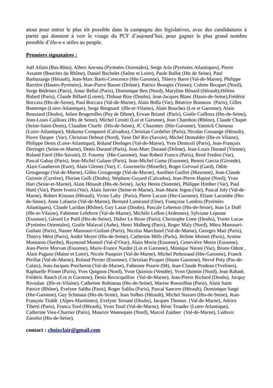 Présidentielles/Conférence nationale du PCF du 5 novembre : 