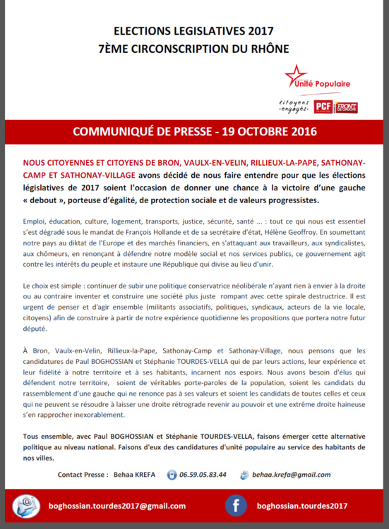 Les législatives dans la 7ème circonscription du Rhône, c'est parti !