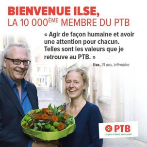 Belgique : Le PTB salue son 10.000ème adhérent