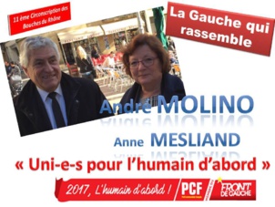 André Molino et Anne Mesliand candidats «uni-e-s pour l'Humain d'abord» dans la 11ème circonscription des Bouches du Rhône