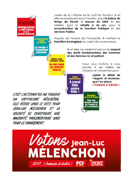 Les communistes du Rhône (PCF) appellent au meeting de Jean-Luc Mélenchon du 5 février
