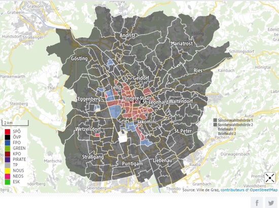 Les communistes (KPÖ) remportent 20,34% des voix à Graz (Autriche)