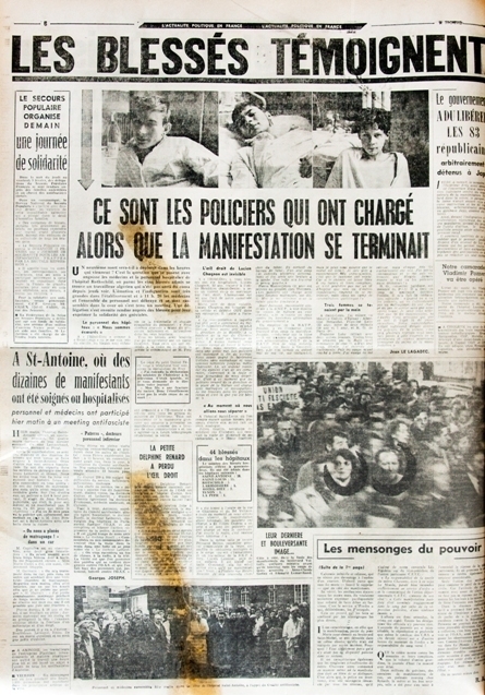 Ne jamais oublier le massacre du métro Charonne du 8 février 1962