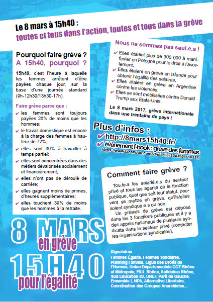 Grève des femmes pour l'Egalité 8 mars 15h40