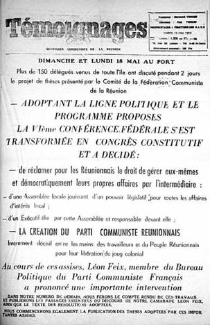 50 ans de la création du Parti Communiste Réunionnais
