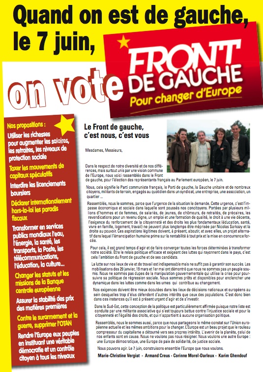 Quant on est de gauche on vote Front de Gauche