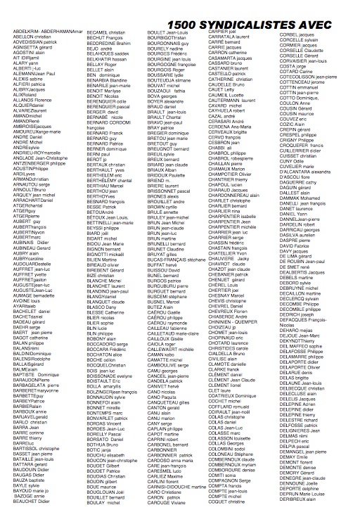 1 500 syndicalistes appellent à voter : Pour les listes du Font de Gauche