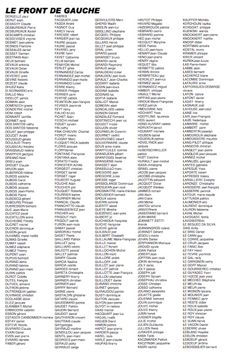 1 500 syndicalistes appellent à voter : Pour les listes du Font de Gauche