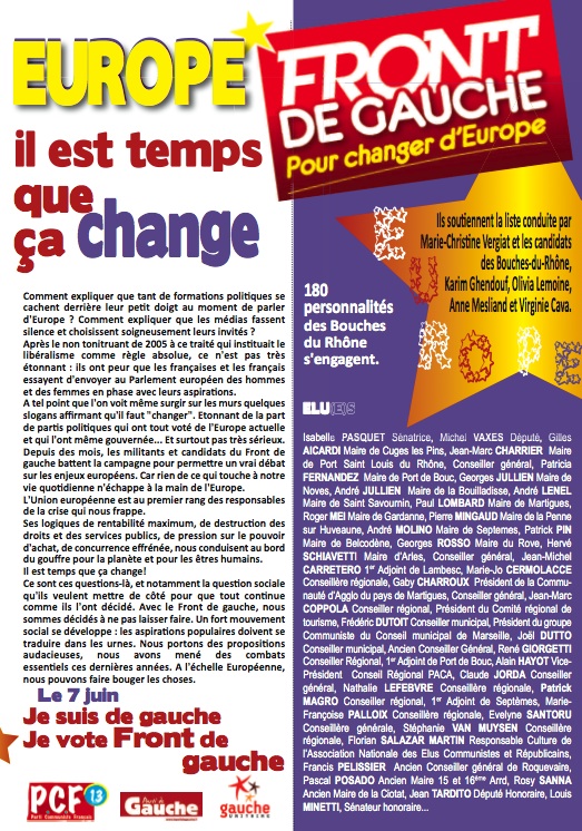 Ils appellent à voter Front de Gauche