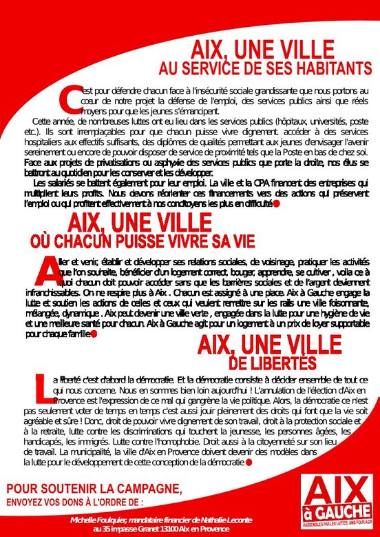 Municipales: Aix à Gauche sur le pont