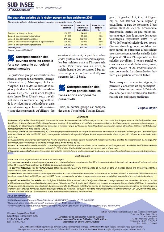 Un quart des salariés de PACA gagne moins de 830 euros par mois
