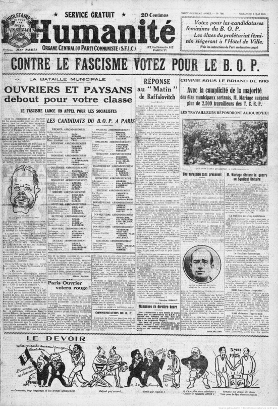 1925 : Les candidates du Parti Communiste (SFIC) sont élues