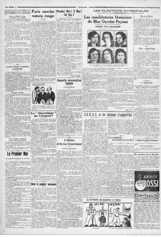 1925 : Les candidates du Parti Communiste (SFIC) sont élues