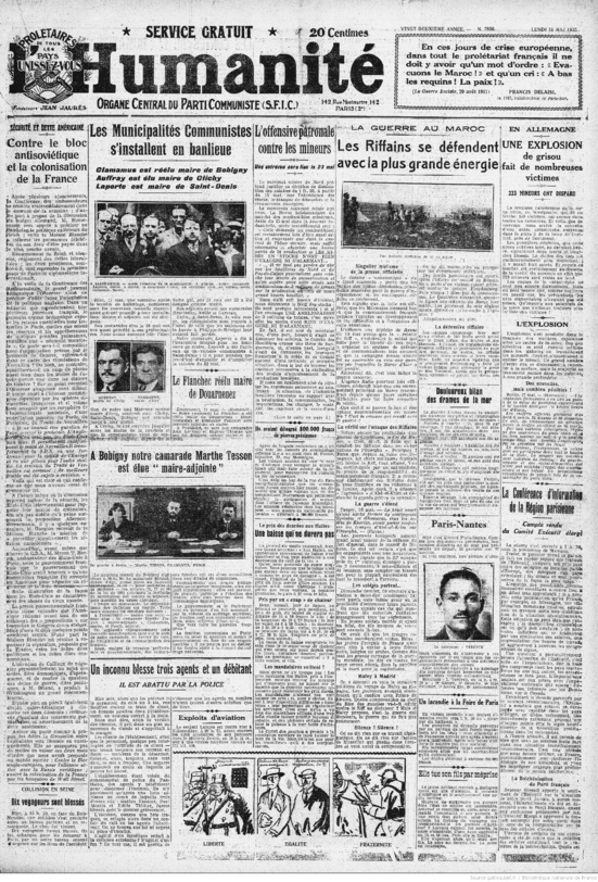 1925 : Les candidates du Parti Communiste (SFIC) sont élues