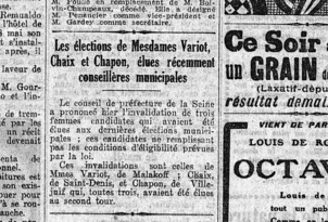 1925 : Les candidates du Parti Communiste (SFIC) sont élues 1925 : Les candidates du Parti Communiste (SFIC) sont élues