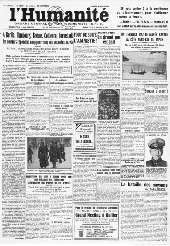 Il y a 85 ans, l'incendie du Reichtag, servait de prétexte pour donner les pleins pouvoirs à Hitler