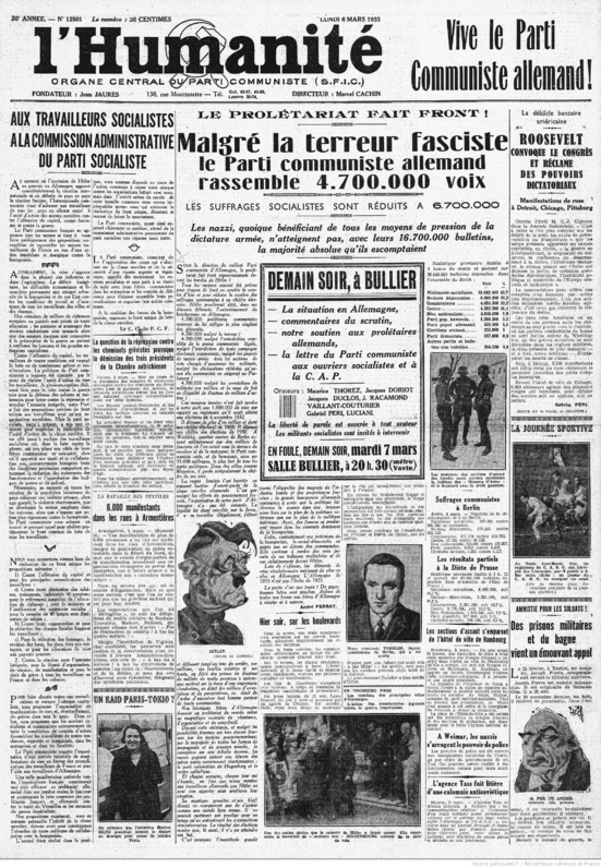 Il y a 85 ans, l'incendie du Reichtag, servait de prétexte pour donner les pleins pouvoirs à Hitler