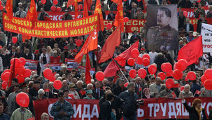 1er mai en Russie : "Paix ! Mai ! Travail ! Socialisme !"