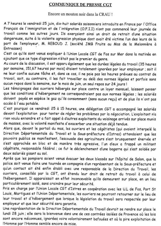 Ouvriers Marocains agressés