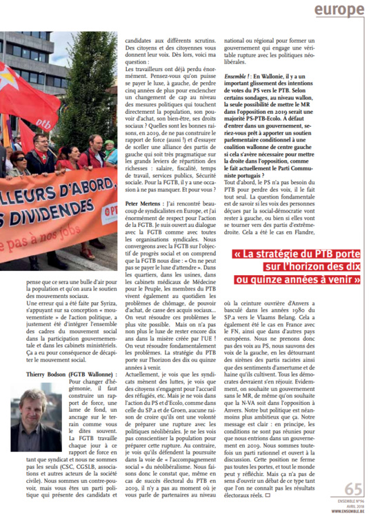 Le PTB pour une "Fédération des Etats socialistes européens"