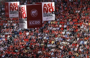 Zapatero essuie sa première grève générale aujourd'hui Zapatero essuie sa première grève générale aujourd'hui