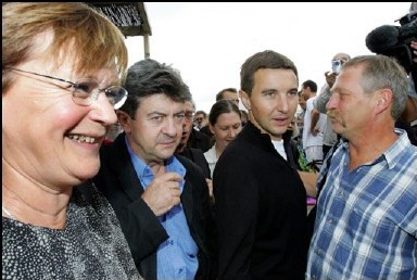 Marie George Buffet (PCF), Jean Luc Melenchon (PS-PRS), Olivier Besançenot (LCR) et José Bové (syndicaliste paysan)