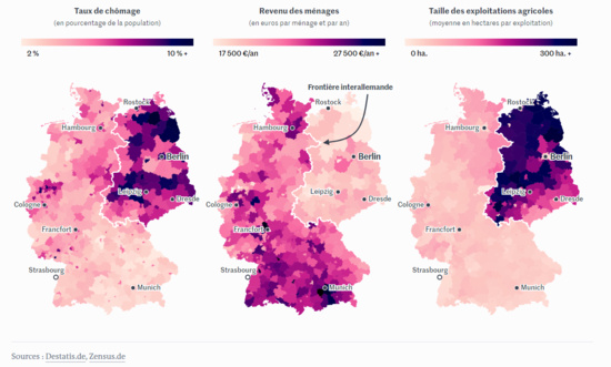 Chute du mur de Berlin : trente ans après, 9 cartes sur le décalage persistant entre l’ex-RDA et le reste de l’Allemagne