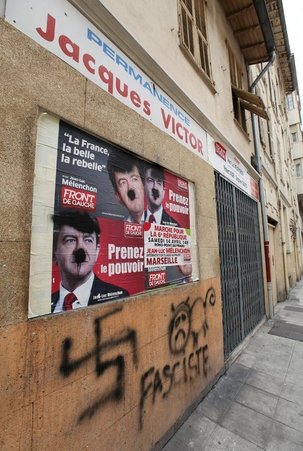 La permanence du Front de Gauche tristement vandalisée La permanence du Front de Gauche tristement vandalisée