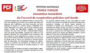Annulation immédiate de l'accord de coopération policière franco-turque ! Annulation immédiate de l'accord de coopération policière franco-turque !