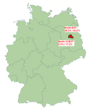Die Linke seconde force politique en ex-RDA et première force à Berlin-EST Die Linke seconde force politique en ex-RDA et première force à Berlin-EST