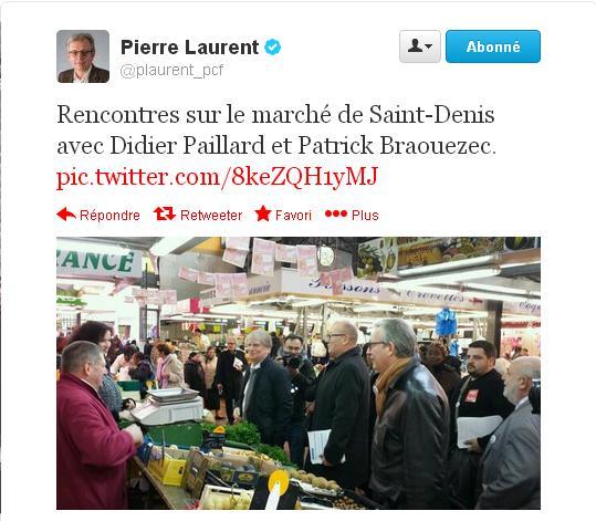 Pierre Laurent à Saint Denis pour soutenir le Maire Didier Paillard (PCF) contre le diviseur Hanotin (PS)