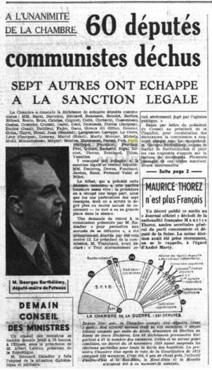 Il y a 74 ans, le 21 janvier 1940, les députés communistes étaient déchus de leurs mandats Il y a 74 ans, le 21 janvier 1940, les députés communistes étaient déchus de leurs mandats