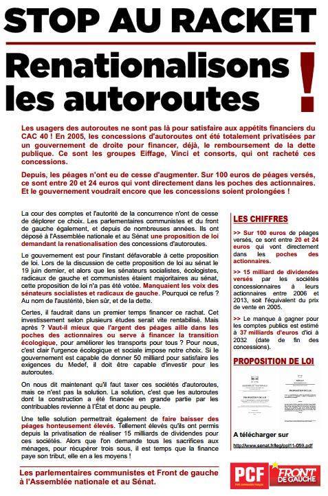 Les communistes en campagne pour la nationalisation des autoroutes