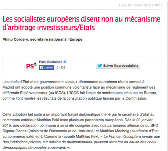 TAFTA : les sociaux démocrates valident en douce les tribunaux d'arbitrage