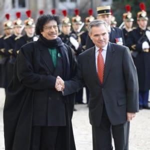 Mouammar Kadhafi et Bernard Accoyer (Président UMP de l'Assemblée)