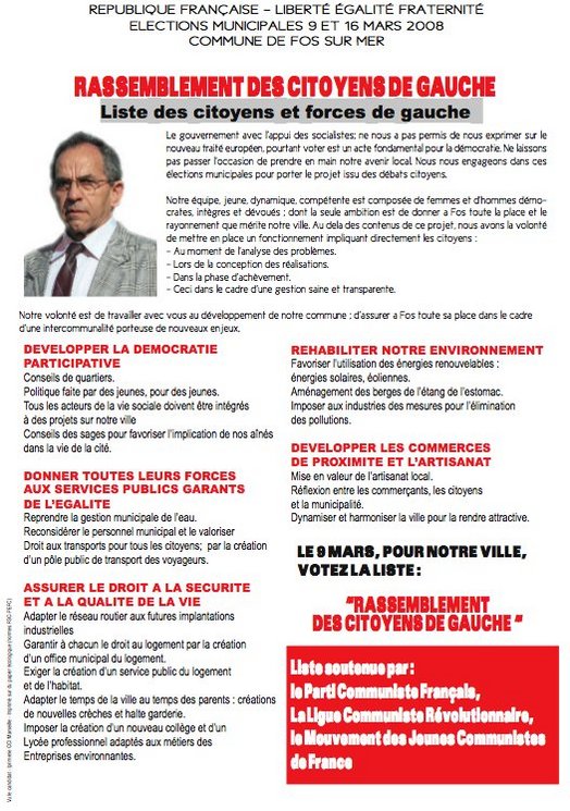 Municipales de Fos: Jacky Chevalier, la gauche honnête et combative 