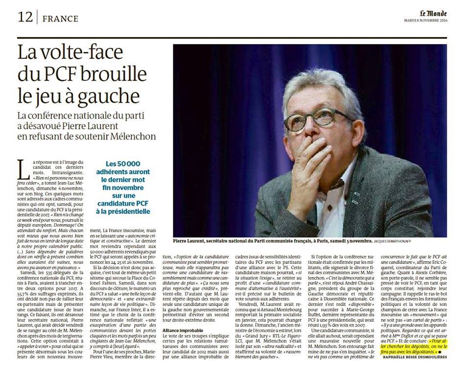 "Pour aller chercher les dégoûtés, on ne le fera pas avec les dégoûtants" Alexis Corbières à propos du PCF "Pour aller chercher les dégoûtés, on ne le fera pas avec les dégoûtants" Alexis Corbières à propos du PCF
