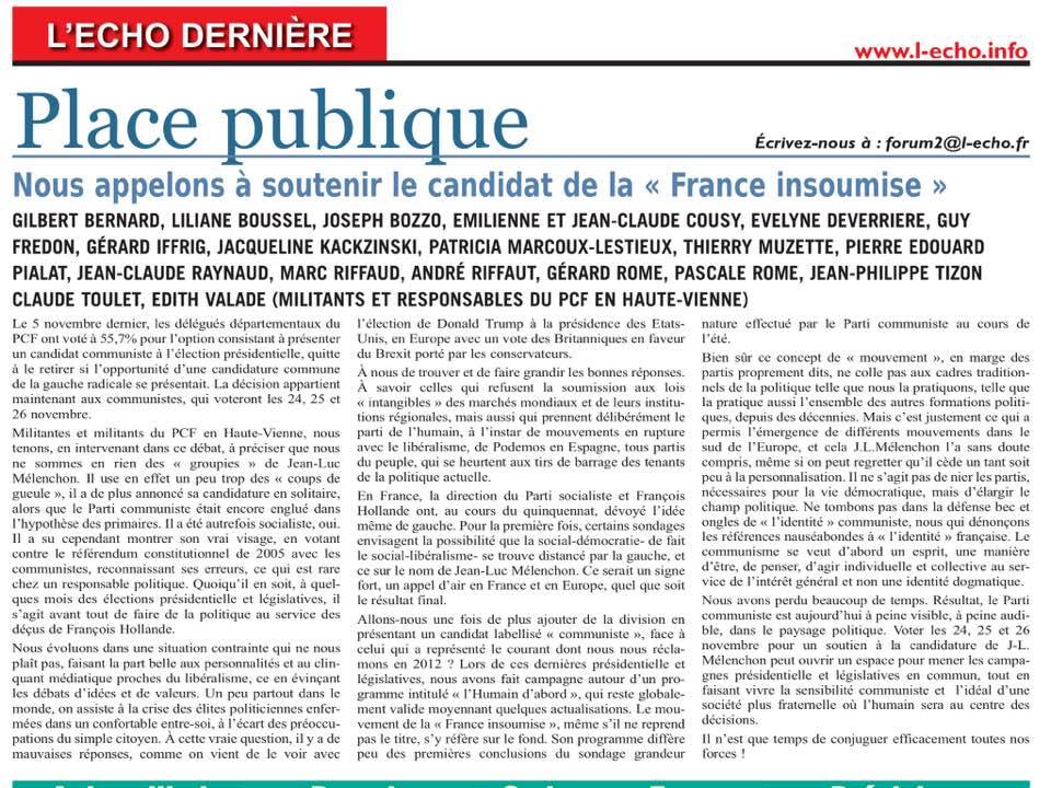 Le "communiste (in)soumis", Christian Audouin, censure les jeunes communistes dans le journal L'Echo Le "communiste (in)soumis", Christian Audouin, censure les jeunes communistes dans le journal L'Echo