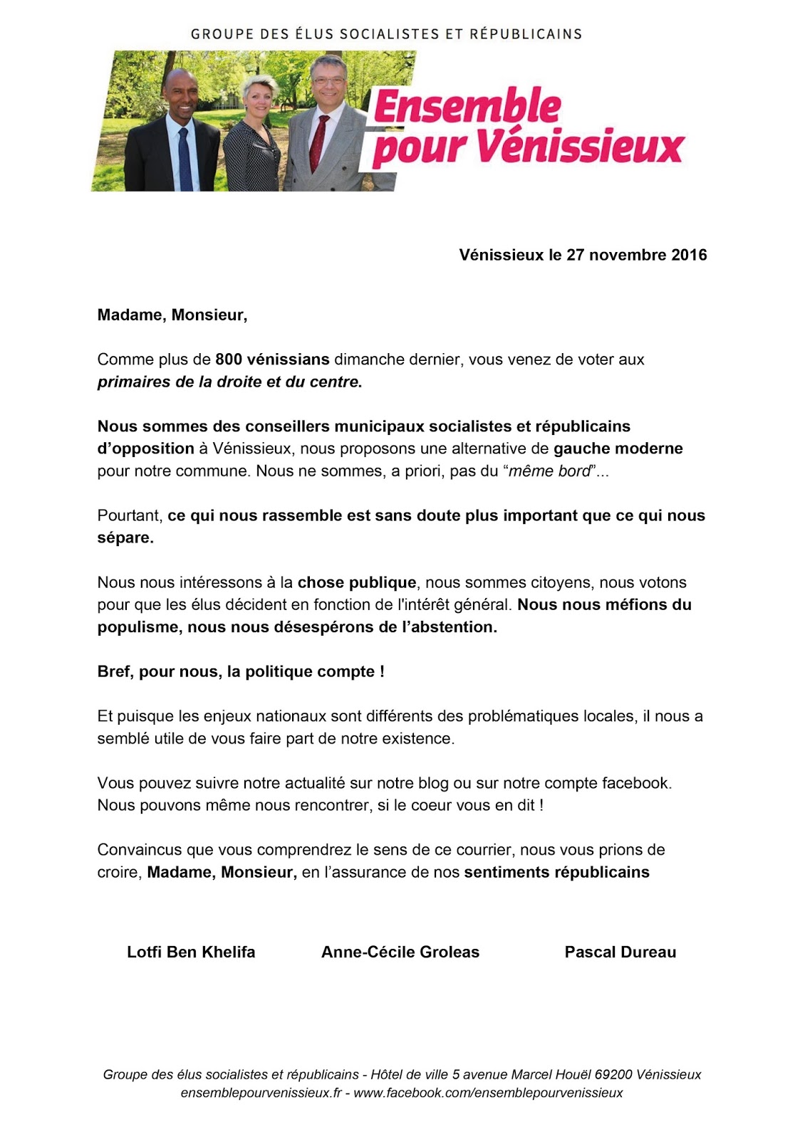 A Vénissieux, le PS fait un appel du pied à la droite