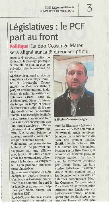 Les communistes de Béziers (34) lancés dans la bataille législative