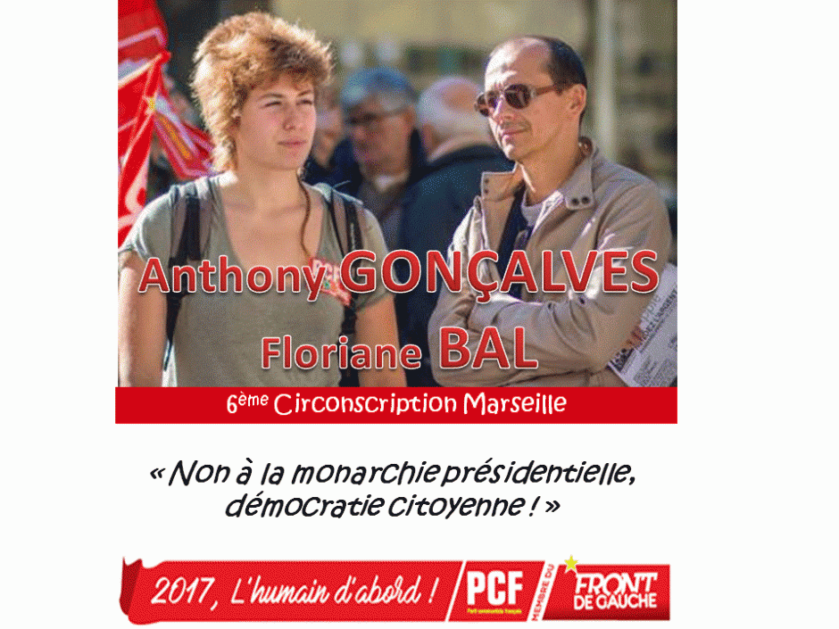 Anthony Gonçalves et Floriane Bal «uni-e-s pour l'Humain d'abord» dans la 6ème circonscription (Marseille) des Bouches-du-Rhône