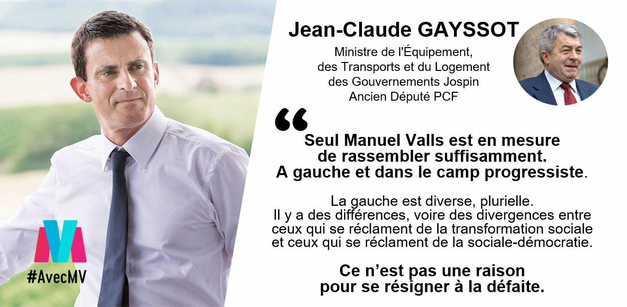 Et soudain, le traître Jean-Claude Gayssot refait surface et soutient Manuel Valls Et soudain, le traître Jean-Claude Gayssot refait surface et soutient Manuel Valls
