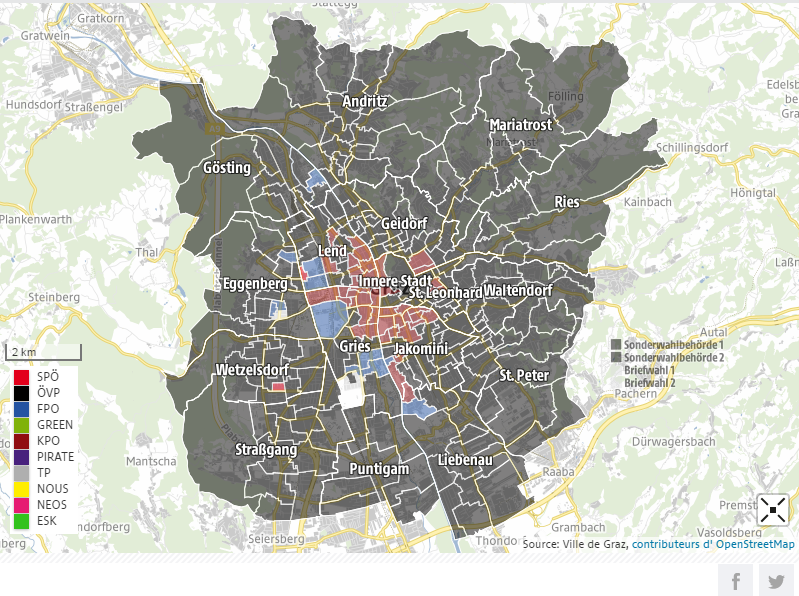 Les communistes (KPÖ) remportent 20,34% des voix à Graz (Autriche)