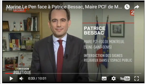 Marine Le Pen face à Patrice Bessac, Maire PCF de Montreuil dans l'émission politique